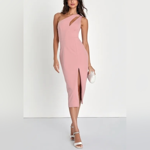 Lulus Dresses & Skirts - NWT Lulu's Pink One-Shoulder Midi Dress-Size S